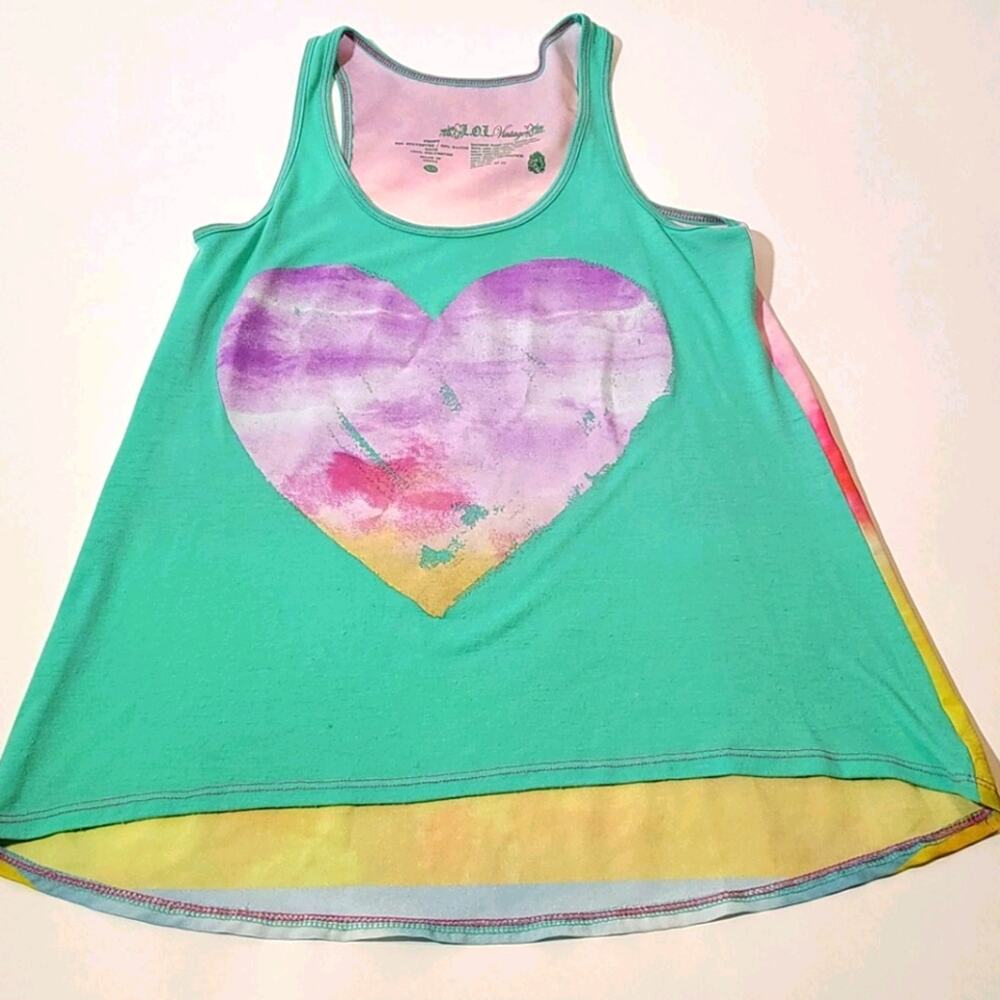 Lol vintage heart rainbow tank women's XS